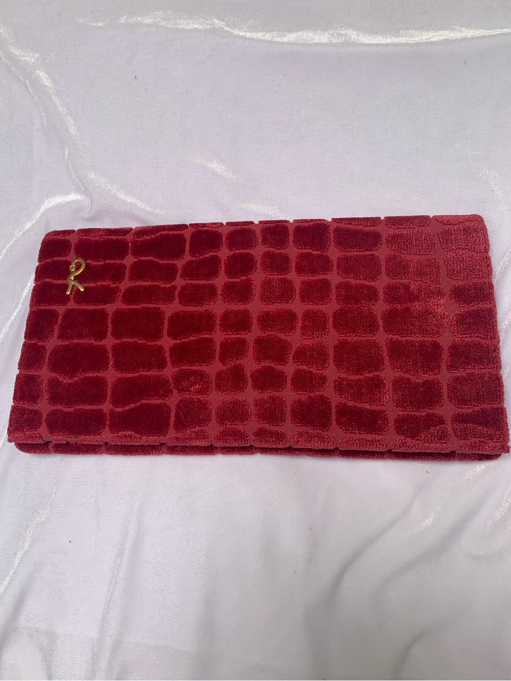 VINTAGE Roberta di Camerino Red Velvet Leather Lined Textured Clutch Bag